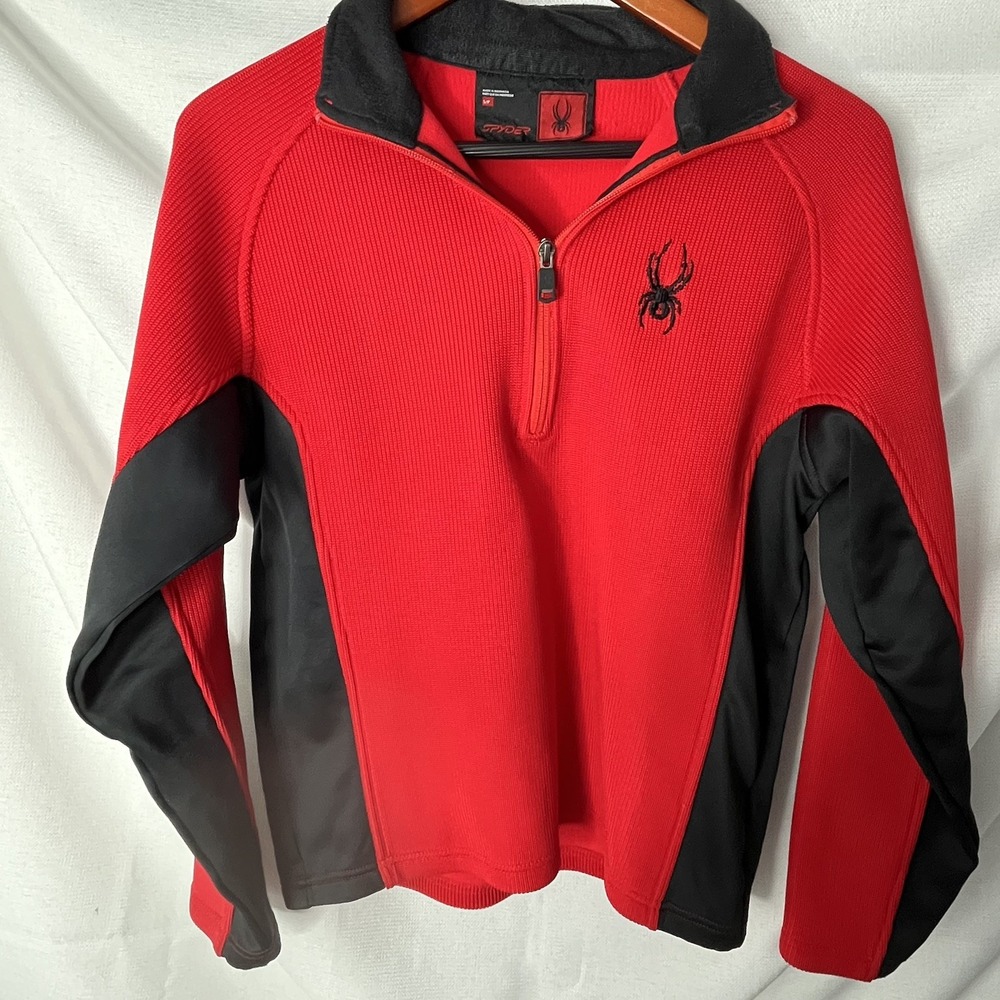 Spyder Red Outbound Stryke Fleece Lined 1/4 Zip Pullover Jacket Sweater Small